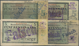 Deutschland - Deutsches Reich Bis 1945: 8 Zeitgenössische Fälschungen Der 5-Rentenmark-Note 1923, Si - Other & Unclassified