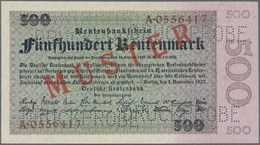 Deutschland - Deutsches Reich Bis 1945: 500 Rentenmark 1923 MUSTER, Ro.160M, Eine Der Seltensten Deu - Otros & Sin Clasificación