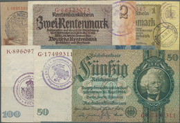 Deutschland - Deutsches Reich Bis 1945: Sehr Interessantes Lot Mit 17 Banknoten 1 Rentenmark Bis 100 - Other & Unclassified