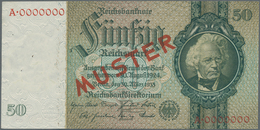 Deutschland - Deutsches Reich Bis 1945: 50 Reichsmark 1933 MUSTER, Ro.175M Mit KN A0000000 Und Rotem - Altri & Non Classificati