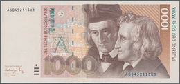Deutschland - Bank Deutscher Länder + Bundesrepublik Deutschland: 1000 DM 1991, Ro.302a, Zwei Leicht - Autres & Non Classés