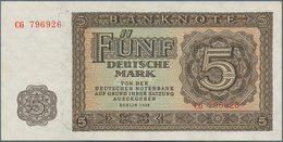 Deutschland - DDR: 1 Mark 1948 Ersatznote Serie "XU" Und 6-stelliger KN, Ro.340c Und 5 Mark 1948 UdS - Autres & Non Classés
