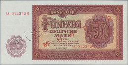 Deutschland - DDR: 5 Mark 1955 Serie "JF" Mit Laufender Seriennummer Mit Perforation "MUSTER" Und 50 - Autres & Non Classés