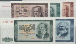 Deutschland - DDR: Banknotensatz 1964 Mit 5, 10, 20, 50 Und 100 Mark, Ro.354a - 358a, Alle In Kassen - Other & Unclassified