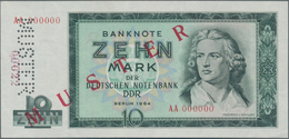 Deutschland - DDR: 10 Mark 1964 Mit Perforation Und Rotem Überdruck "MUSTER" Und Zusätzlicher Aufges - Other & Unclassified