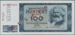 Deutschland - DDR: 100 Mark 1964 Mit Perforation Und Rotem Überdruck "MUSTER" Und Zusätzlicher Aufge - Other & Unclassified