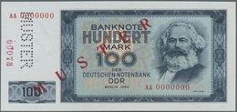 Deutschland - DDR: 100 Mark 1964 Mit Perforation Und Rotem Überdruck "MUSTER" Und Zusätzlicher Aufge - Andere & Zonder Classificatie