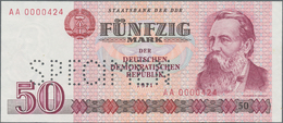 Deutschland - DDR: 50 Mark 1971 Mit KN "AA 0000424" Und Perforation "SPECIMEN", Auch Als Muster Des - Andere & Zonder Classificatie