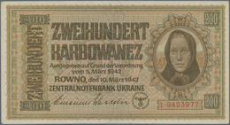 Deutschland - Nebengebiete Deutsches Reich: Zentralnotenbank Ukraine 200 Karbowanez 1942, Ro.598b, N - Autres & Non Classés