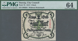 Deutschland - Nebengebiete Deutsches Reich: Danzig - Magistrat Der Stadt 5 Mark 1918 Mit Rückseitige - Otros & Sin Clasificación