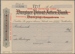 Deutschland - Nebengebiete Deutsches Reich: Danzig, Lot Von 3 Banknoten Und 2 Bankbelegen. Enthalten - Other & Unclassified