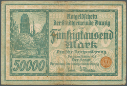 Deutschland - Nebengebiete Deutsches Reich: Danzig: 50.000 Mark 1923, Ro.797, Stärker Gebraucht, Ver - Autres & Non Classés