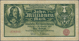 Deutschland - Nebengebiete Deutsches Reich: Danzig Stadtgemeinde 10 Millionen Mark 1923, Ro.804a Mit - Sonstige & Ohne Zuordnung
