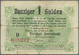 Deutschland - Nebengebiete Deutsches Reich: Danzig: 1 Gulden 1923, Ro.817, Stärker Gebraucht Mit Kle - Andere & Zonder Classificatie