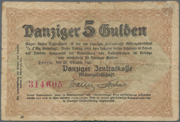 Deutschland - Nebengebiete Deutsches Reich: Danzig - Zentralkasse, 5 Gulden 1923, Ro.819, Stärker Ge - Sonstige & Ohne Zuordnung