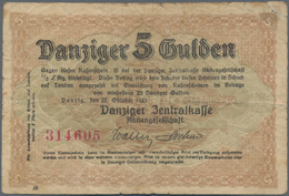 Deutschland - Nebengebiete Deutsches Reich: Danzig - Zentralkasse, 5 Gulden 1923, Ro.819, Stärker Ge - Andere & Zonder Classificatie