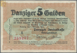 Deutschland - Nebengebiete Deutsches Reich: Danzig - Zentralkasse, 5 Gulden 1923, Ro.830, Klebereste - Otros & Sin Clasificación