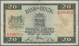 Deutschland - Nebengebiete Deutsches Reich: Danzig: 20 Gulden 1937, Ro.844a, Gebraucht Mit Flecken U - Otros & Sin Clasificación