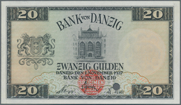 Deutschland - Nebengebiete Deutsches Reich: Bank Von Danzig 20 Gulden 1937 Muster, Ro.844M Mit Rotem - Other & Unclassified