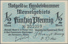 Deutschland - Nebengebiete Deutsches Reich: Memelgebiet Lot Mit 16 Banknoten, Dabei 1/2 Mark (XF), , - Other & Unclassified