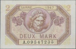 Deutschland - Nebengebiete Deutsches Reich: Saar 2 Mark 1947, Ro.868, Die Seltenste Note Der Serie I - Other & Unclassified