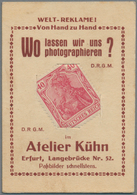 Deutschland - Briefmarkennotgeld: ERFURT, Atelier Kühn, Passbilder, 40 Pf Germania Rot, Im Werbekärt - Sonstige & Ohne Zuordnung