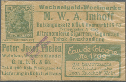 Deutschland - Briefmarkennotgeld: Köln, M. W. A. Imhoff U.a., Briefmarkennotgeld Germania 20 Pf. Grü - Autres & Non Classés