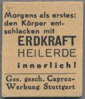 Deutschland - Briefmarkennotgeld: STUTTGART, Erdkraft Heilerde, Caprez-Werbung, 10 Pf. Kontrollrat Z - Altri & Non Classificati