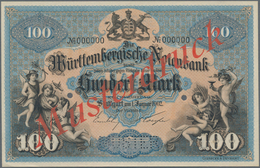 Deutschland - Länderscheine: Württembergische Notenbank 100 Mark 1902 Mit Rotem Überdruck Und Perfor - Autres & Non Classés
