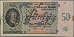 Deutschland - Länderscheine: Württembergische Notenbank 50 Reichsmark 1925, Ro.WTB29 Mit Entwertungs - Other & Unclassified