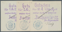 Deutschland - Notgeld - Elsass-Lothringen: Buchsweiler, Oberelsass, Bürgermeister, 1, 2, 10 Mark, O. - Other & Unclassified