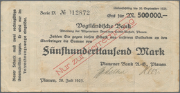Deutschland - Notgeld - Sachsen: Plauen, Plauener Bank A.-G., 500 Tsd. Mark, 28.7.1923, Scheck Auf V - [11] Local Banknote Issues