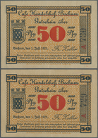 Deutschland - Notgeld - Westfalen: Bochum, Café Handelshof, 50 Pf., 1.7.1921, Serie A, 2 Scheine In - Autres & Non Classés