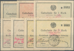 Deutschland - Notgeld - Ehemalige Ostgebiete: Schwetz, Westpreußen, 25, 50 Pf., 1, 2 (2, WZ-Variante - Altri & Non Classificati