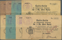 Deutschland - Notgeld - Ehemalige Ostgebiete: Tremessen, Posen, Magistrat, 1/2, 1, 3 Mark, 8.8.1914; - Otros & Sin Clasificación