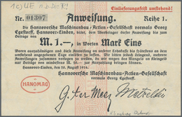Deutschland - Notgeld - Niedersachsen: Hannover-Linden, HANOMAG A.G., 1 (7), 2 (8), 5 (10) Mark, 20. - [11] Local Banknote Issues