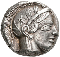 Attika: Tetradrachme Ca. 450-430 V. Chr., Athen. Kopf Der Athena / Steinkauz (Athene Noctua), Theodo - Greek