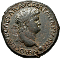 Nero (54 - 68): Sesterz, Mzst. Rom; 34,53 Mm, 24,95 G, Dunkelbraune Patina, Sehr Schön. - La Dinastia Giulio-Claudia Dinastia (-27 / 69)