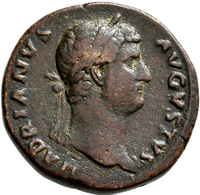 Hadrian (117 - 138): Æ-As, 21,6 Mm, 12,35 G, Büste Nach Links / Galeere, Sehr Schön. - Les Antonins (96 à 192)