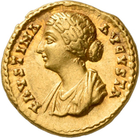 Faustina Minor (+ 176 N.Chr.): AV Aureus, FAVSTINA AUGVSTA, Büste Nach Links, Frisur In Vier Schlang - The Anthonines (96 AD To 192 AD)