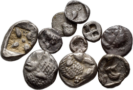 Antike: Lot 10 Münzen; Kleinasien, Ionien/ Stadt Milet, AR Diobol (514-479 V.Chr.). Löwenprotome R., - Autres & Non Classés