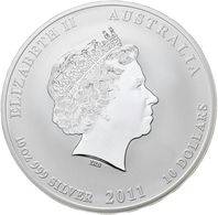 Australien: Elizabeth II. 1952-,: 10 Dollars 2011, Year Of The Rabbit / Jahr Des Hasen (Lunar II.): - Other & Unclassified