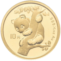 China - Volksrepublik - Anlagegold: 10 Yuan 1996, Panda Im Baum, KM# 884, Friedberg B7. 3,11 G (1/10 - China