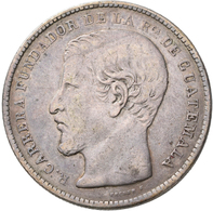 Guatemala: Lot 2 Stück; 1 Peso 1867, KM# 186.1, 24,35 G, Sehr Schön Und 1 Peso 1894, KM# 210, 24,86 - Guatemala