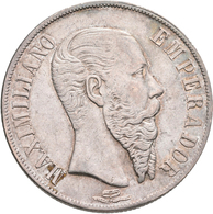 Mexiko: Maximilian I. 1864-1867: Peso 1866 Mo, Mexico City KM#388.1, 27,08 G, Winz. Kratzer, Sehr Sc - Mexique