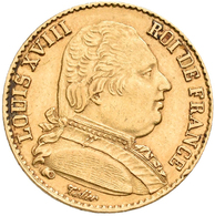 Frankreich - Anlagegold: Louis XVIII. / Erste Restauration 1814-1815: 20 Francs 1814 A, KM# 706.1, F - Otros & Sin Clasificación