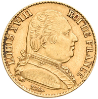 Frankreich - Anlagegold: Louis XVIII. / Erste Restauration 1814-1815: 20 Francs 1814 A, KM# 706.1, F - Sonstige & Ohne Zuordnung