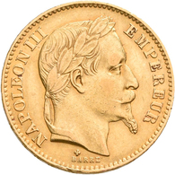 Frankreich - Anlagegold: Napoleon III. 1852-1870: 20 Francs 1867 BB (Strassburg); KM# 801.2, Friedbe - Other & Unclassified