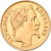 Frankreich - Anlagegold: Napoleon III. 1852-1870: 20 Francs 1870 BB. Friedberg 585, Gadoury 1062. 6, - Altri & Non Classificati