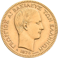 Griechenland - Anlagegold: George I. 1863-1913: 20 Drachmen 1876 A, KM# 49, Friedberg 15. 6,42 G, 90 - Grèce